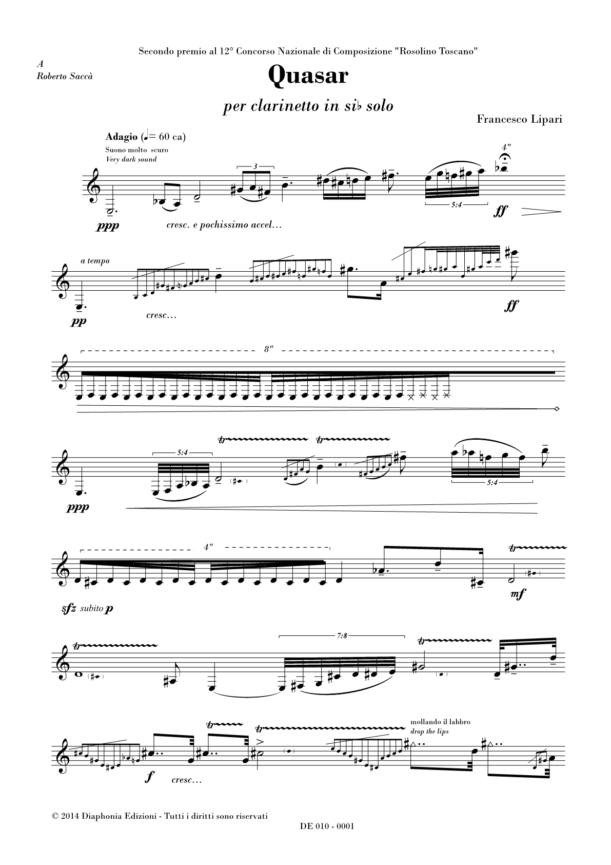 QUASAR per solo [Digitale] Diaphonia Edizioni